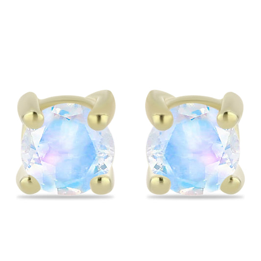 Arannyal Bevont Ezüst Fülbevaló Szivárvány Holdkővel