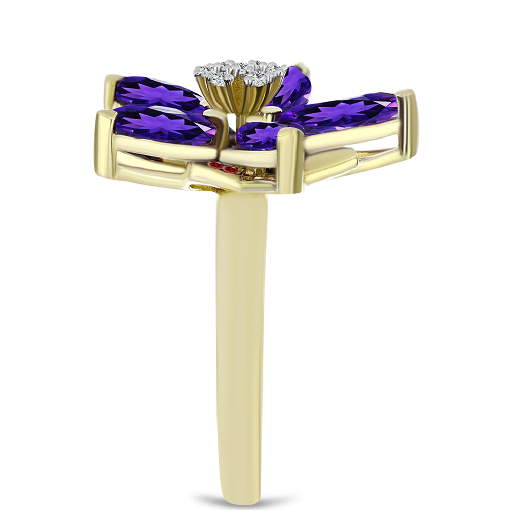 Arannyal Bevont Ezüst Gyűrű Marokkói Ametiszttel és Barton Gránáttal 4 