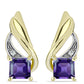 Arannyal Bevont Ezüst Fülbevaló Marokkói Ametiszttel és Fehér Topázzal