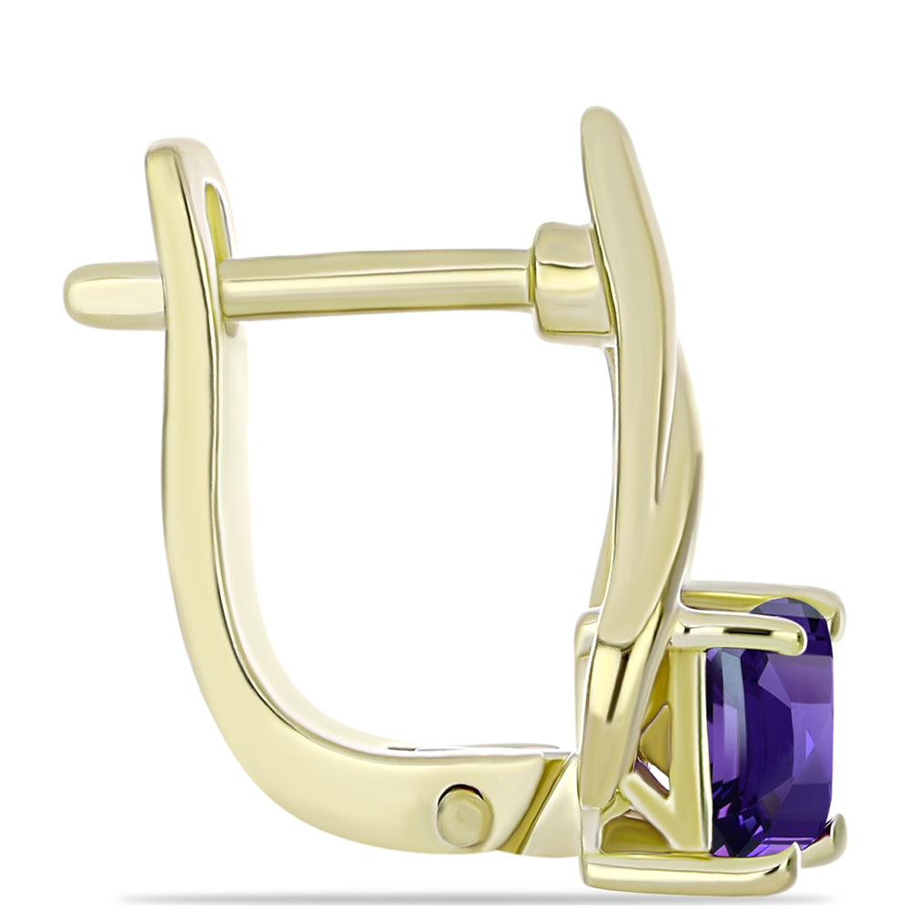 Arannyal Bevont Ezüst Fülbevaló Marokkói Ametiszttel és Fehér Topázzal 2 