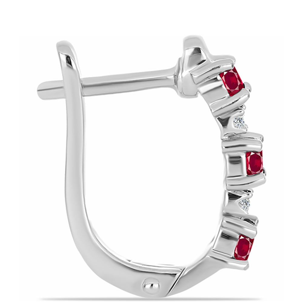 Ezüst Fülbevaló Madagaszkári Rubinnal és Fehér Topázzal