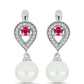 Ezüst Fülbevaló Madagaszkári Rubinnal és Fehér Édesvízi Kagylógyönggyel
