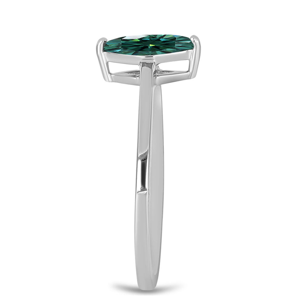 Ezüst Gyűrű Zöldes Tengerkék Moissanite-tal 4 