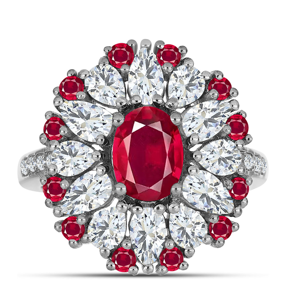 Ezüst Gyűrű Madagaszkári Rubinnal és Fehér Topázzal 1 