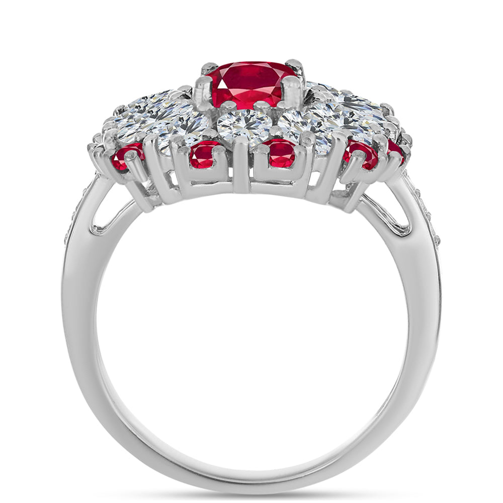 Ezüst Gyűrű Madagaszkári Rubinnal és Fehér Topázzal 2 