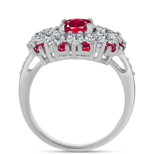 Ezüst Gyűrű Madagaszkári Rubinnal és Fehér Topázzal
