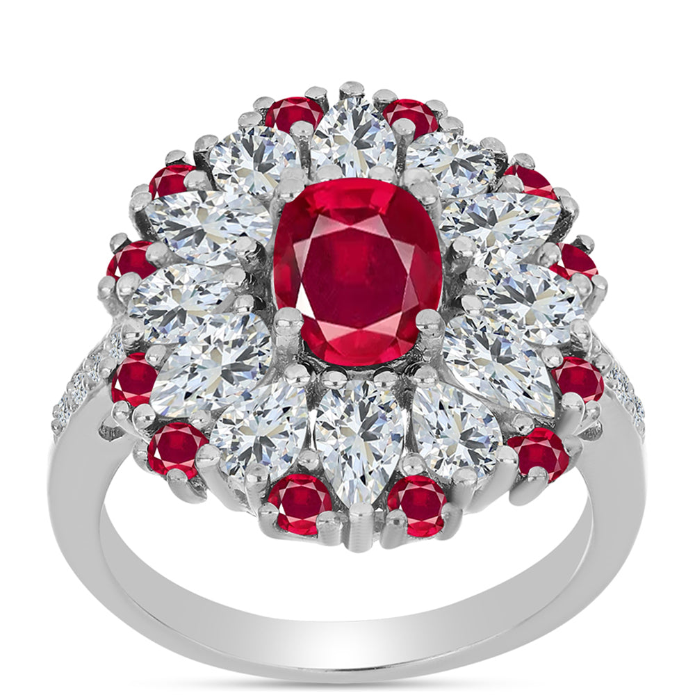 Ezüst Gyűrű Madagaszkári Rubinnal és Fehér Topázzal 3 