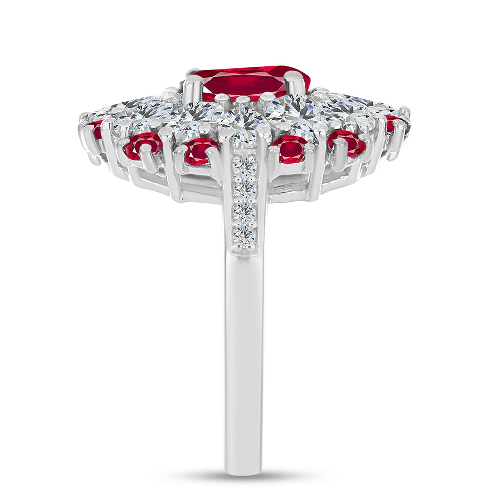 Ezüst Gyűrű Madagaszkári Rubinnal és Fehér Topázzal 4 