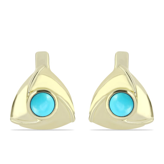 Arannyal Bevont Ezüst Fülbevaló Csipkerózsika Türkizzel