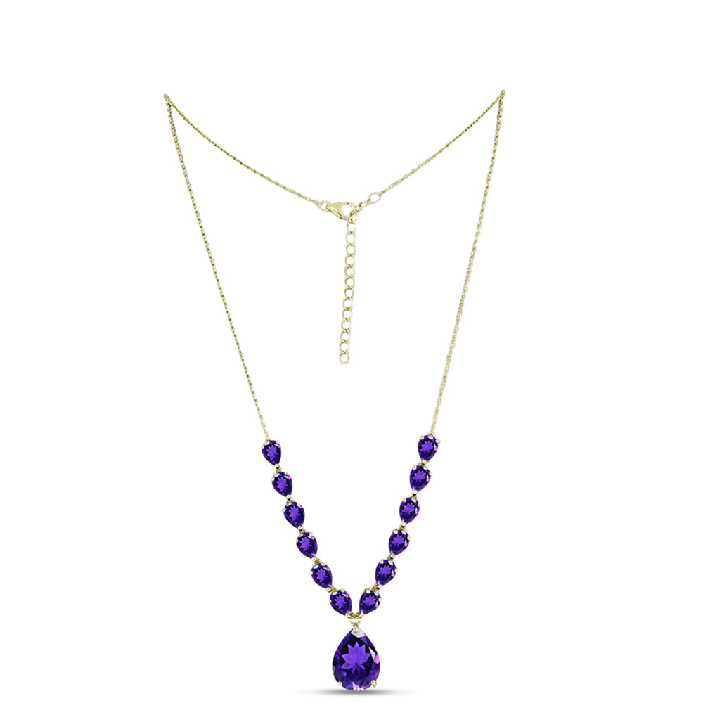 Arannyal Bevont Ezüst Nyaklánc Marokkói Ametiszttel