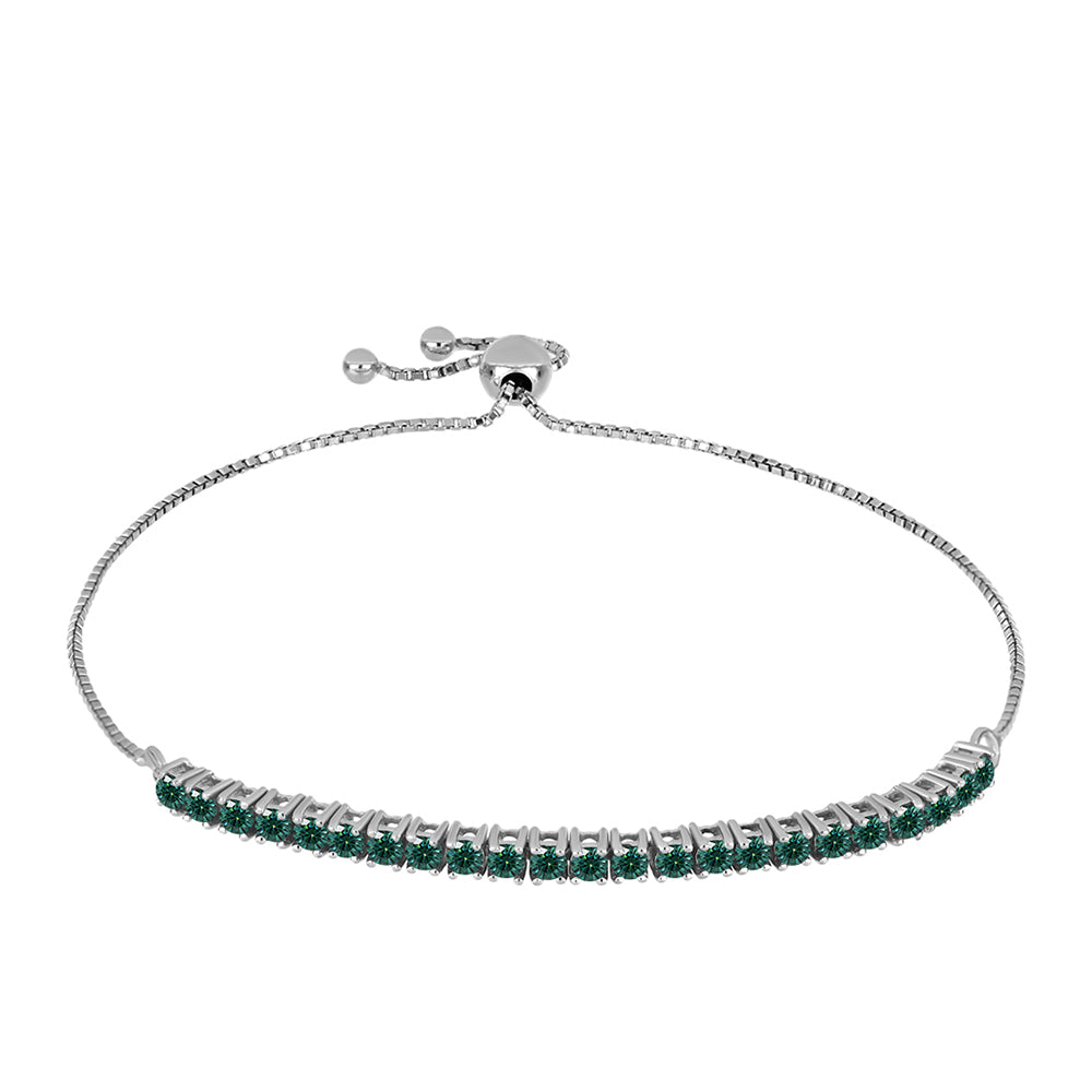 Ezüst Karkötő Zöldes Tengerkék Moissanite-tal