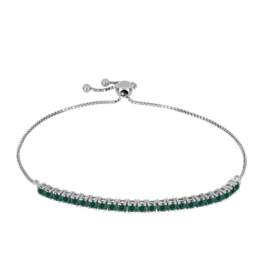 Ezüst Karkötő Zöldes Tengerkék Moissanite-tal