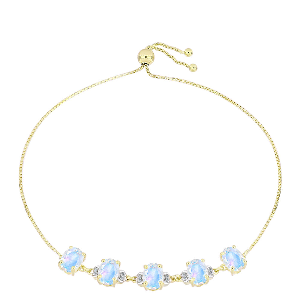 Arannyal Bevont Ezüst Karkötő Szivárvány Holdkővel és Fehér Topázzal 1 