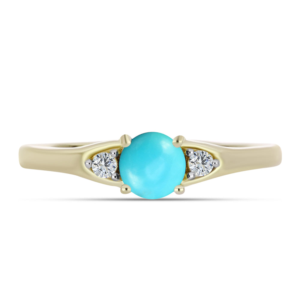 Arannyal Bevont Ezüst Gyűrű Csipkerózsika Türkizzel és Fehér Topázzal 1 