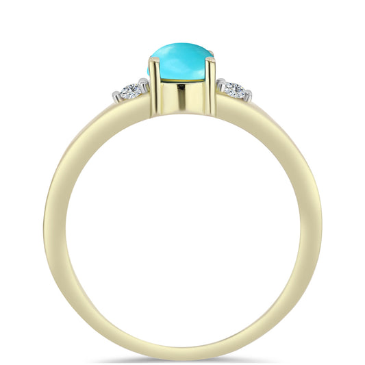Arannyal Bevont Ezüst Gyűrű Csipkerózsika Türkizzel és Fehér Topázzal