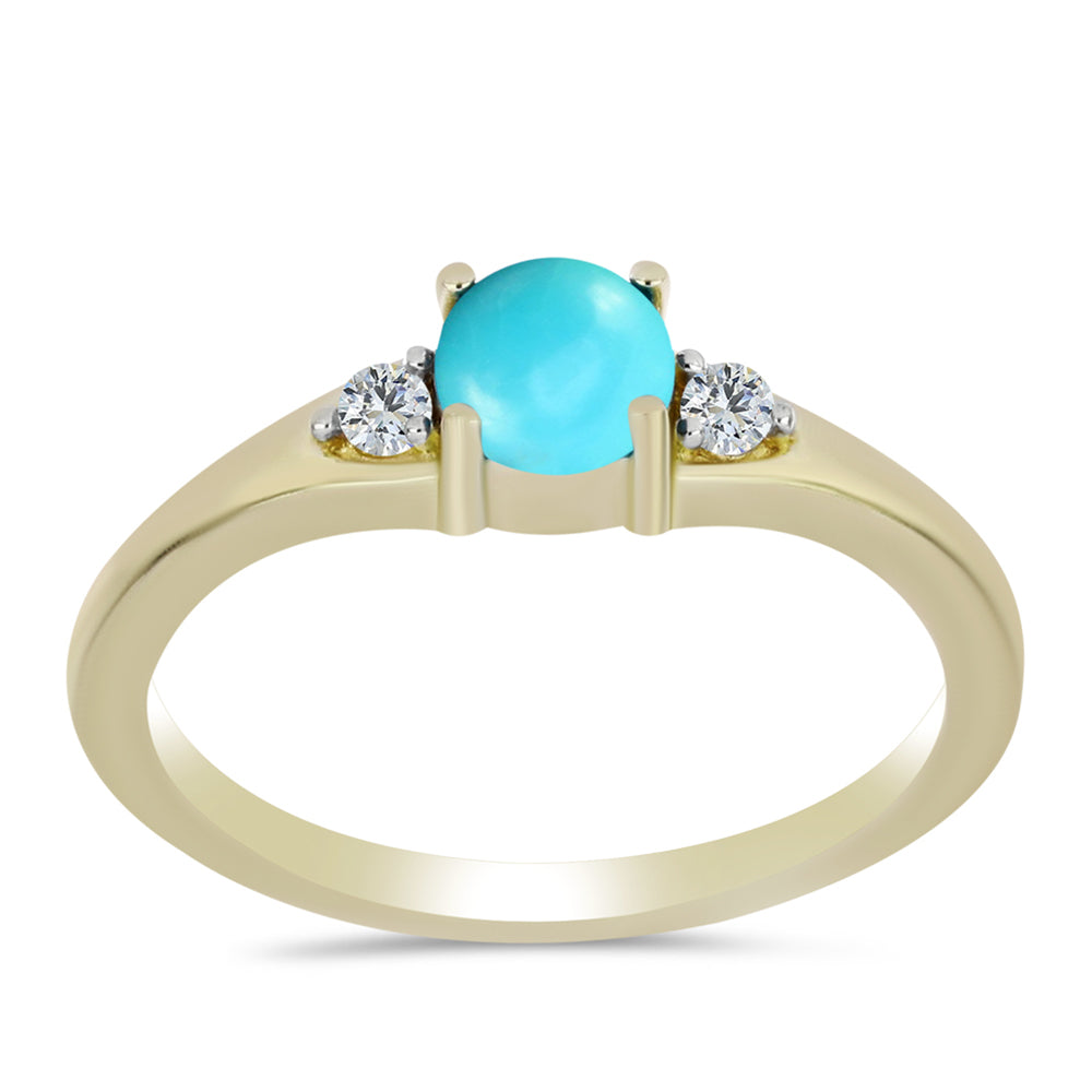 Arannyal Bevont Ezüst Gyűrű Csipkerózsika Türkizzel és Fehér Topázzal 3 