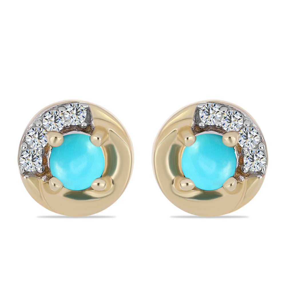 Arannyal Bevont Ezüst Fülbevaló Csipkerózsika Türkizzel és Fehér Topázzal