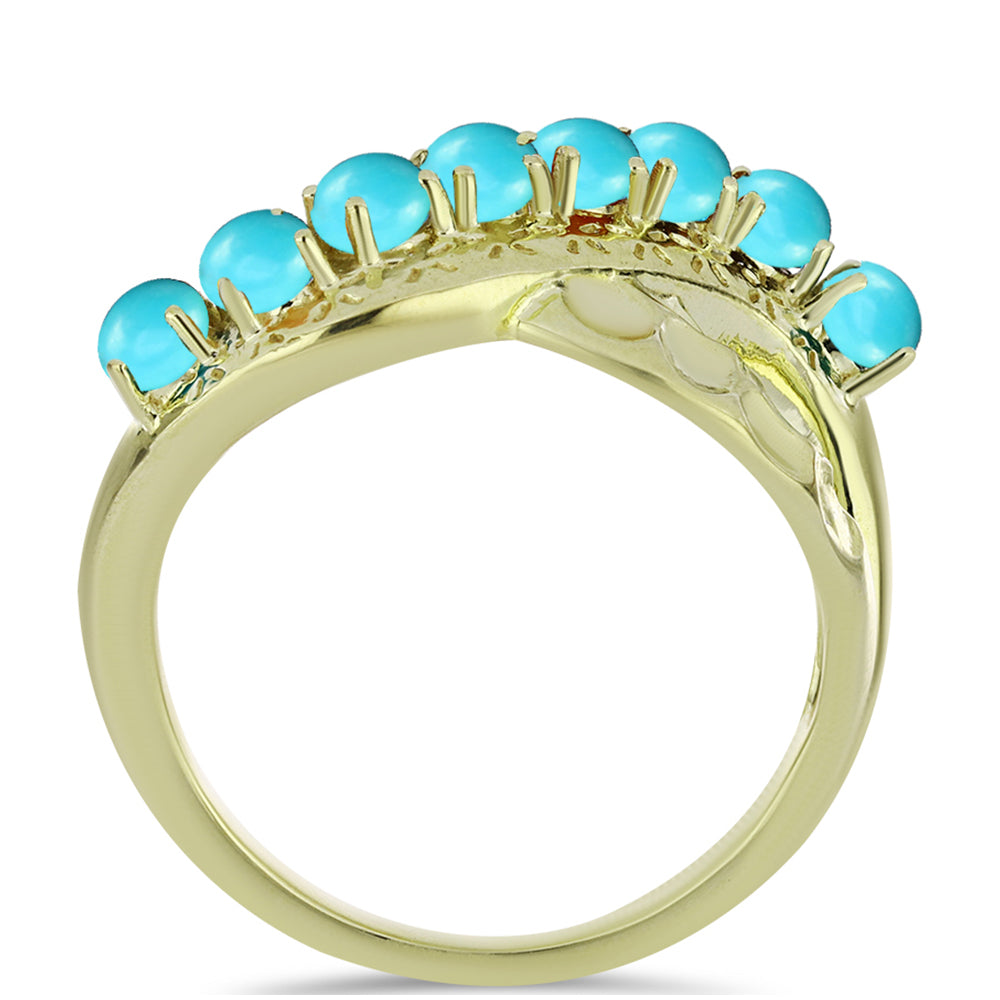 Arannyal Bevont Ezüst Gyűrű Csipkerózsika Türkizzel 2 