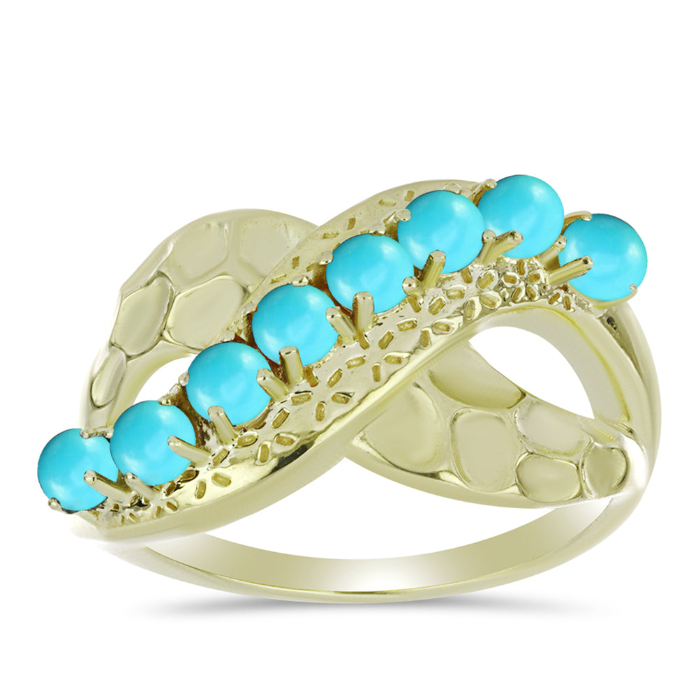 Arannyal Bevont Ezüst Gyűrű Csipkerózsika Türkizzel