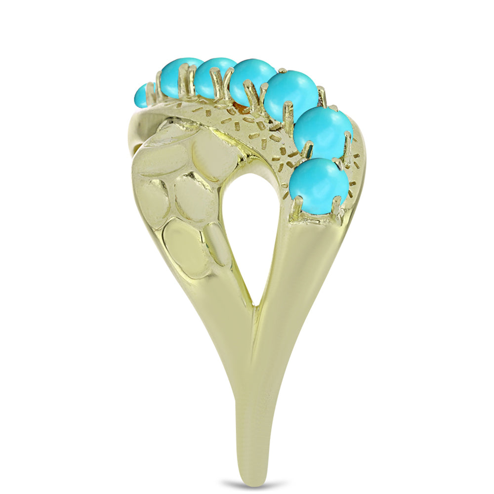 Arannyal Bevont Ezüst Gyűrű Csipkerózsika Türkizzel 4 