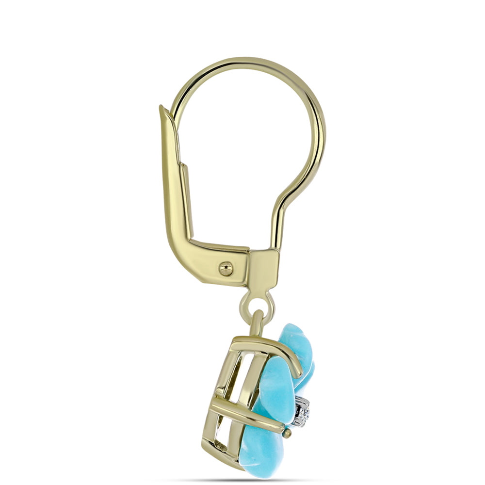 Arannyal Bevont Ezüst Fülbevaló Csipkerózsika Türkizzel és Fehér Topázzal 2 