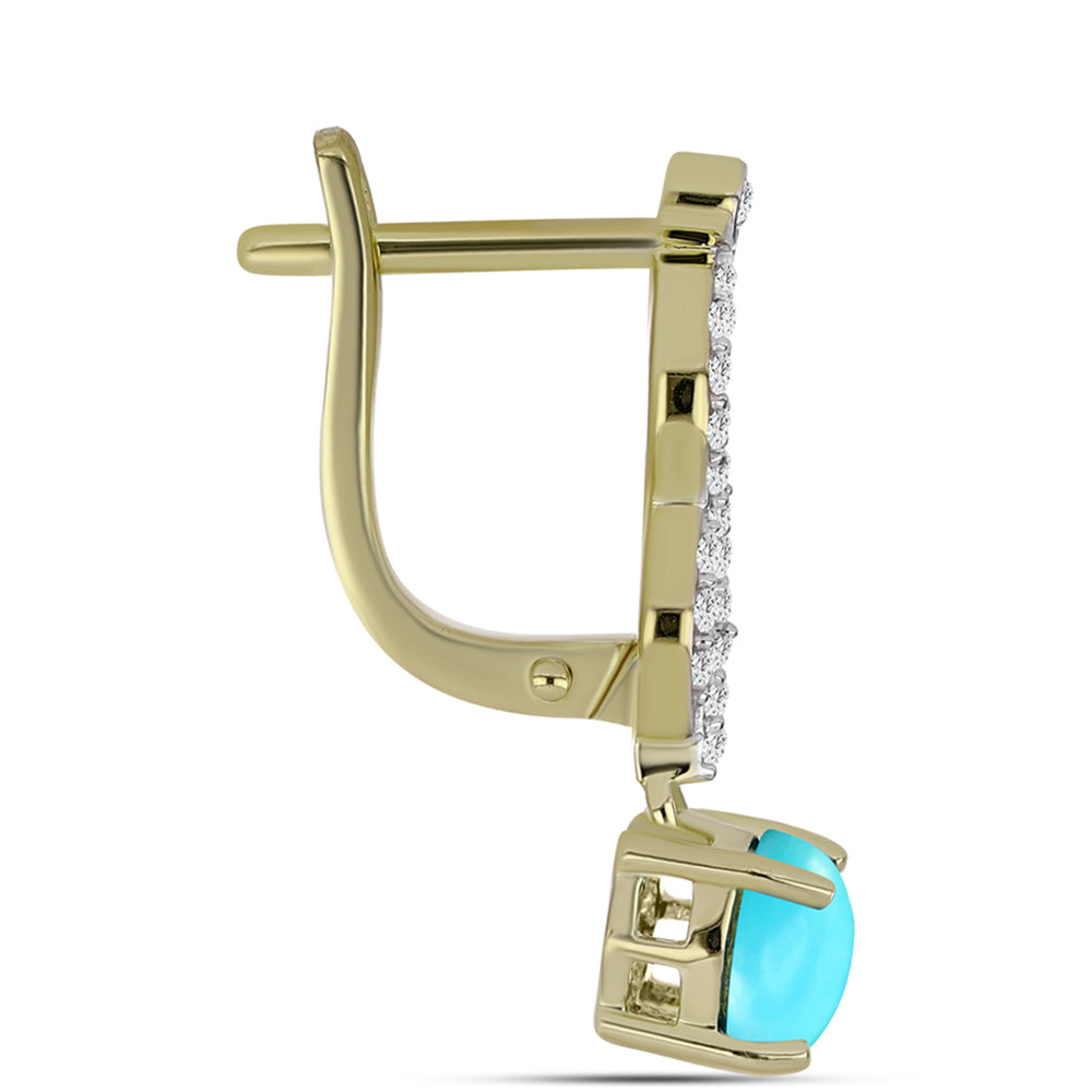 Arannyal Bevont Ezüst Fülbevaló Csipkerózsika Türkizzel és Fehér Topázzal 2 