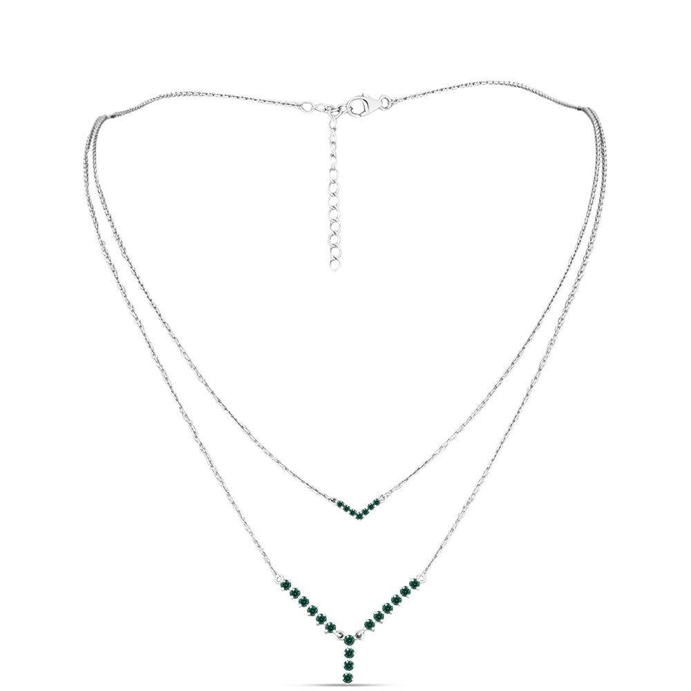 Ezüst Nyaklánc Zöldes Tengerkék Moissanite-tal 1 