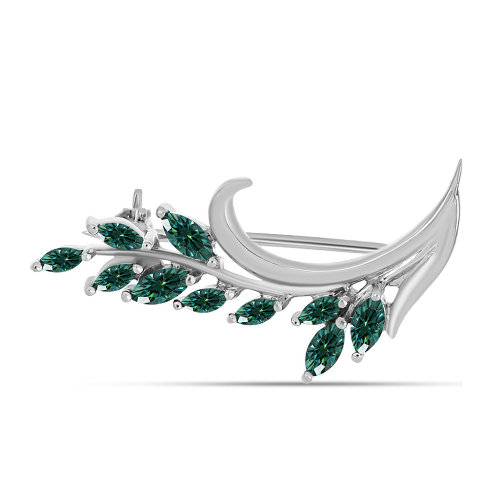 Ezüst Bross Zöldes Tengerkék Moissanite-tal 1 