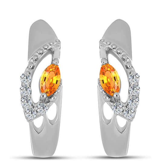 Ezüst Fülbevaló Padparadschai Zafírral és Fehér Topázzal