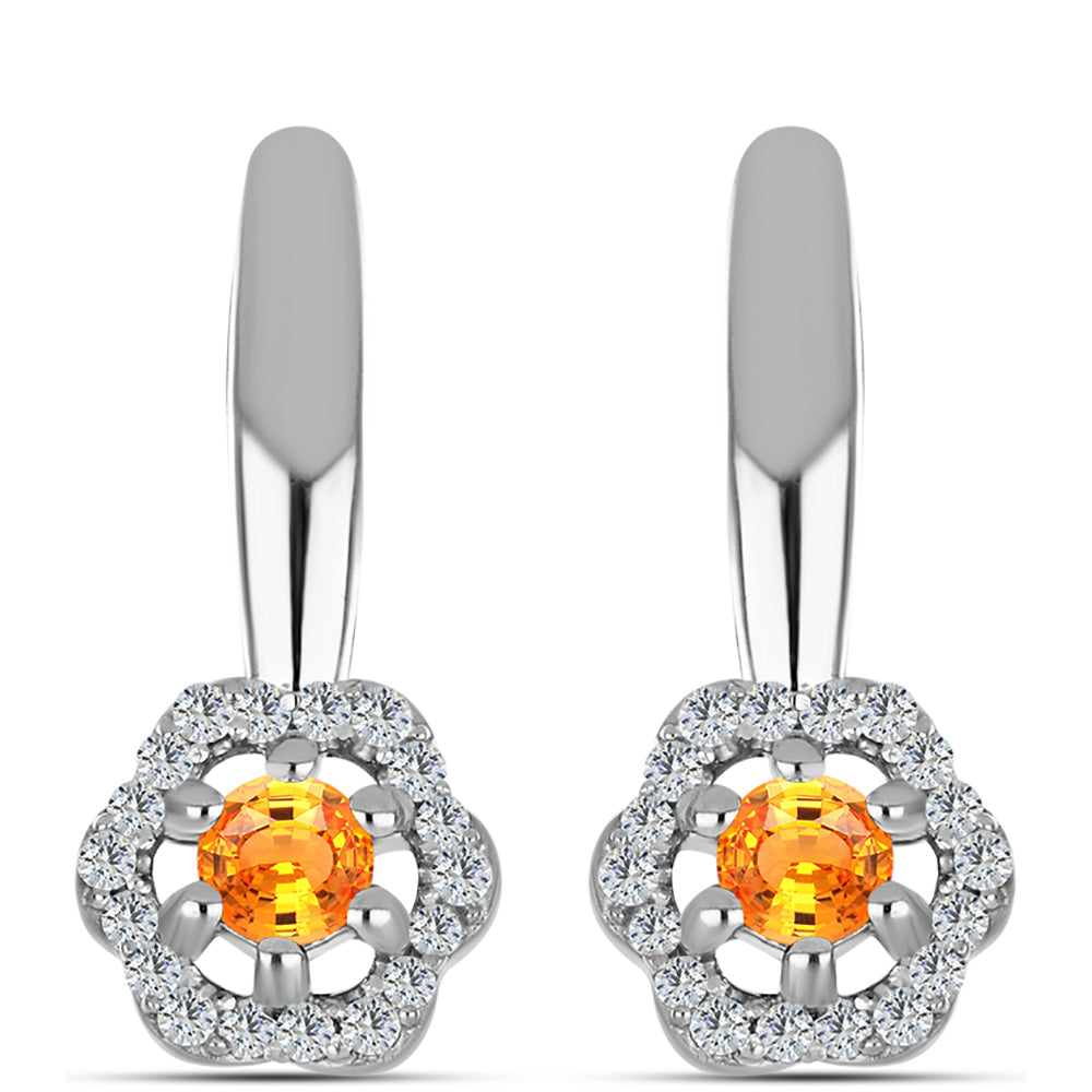 Ezüst Fülbevaló Padparadschai Zafírral és Fehér Topázzal 1 