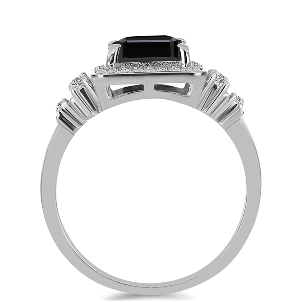 Ezüst Gyűrű Obszidiánnal és Fehér Topázzal 2 