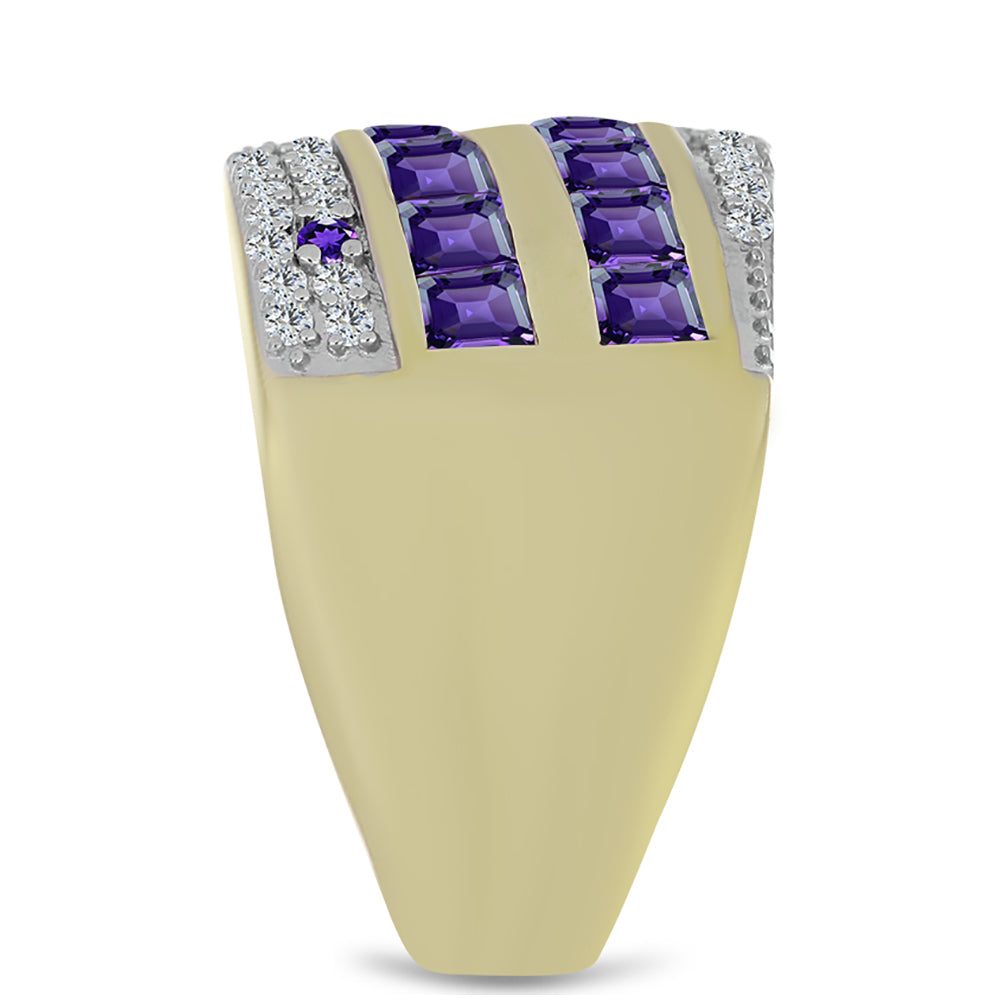 Arannyal Bevont Ezüst Gyűrű Marokkói Ametiszttel és Fehér Topázzal 4 