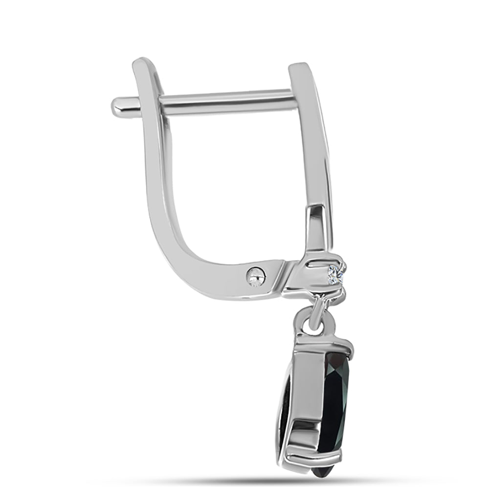 Ezüst Fülbevaló Obszidiánnal és Fehér Topázzal 2 