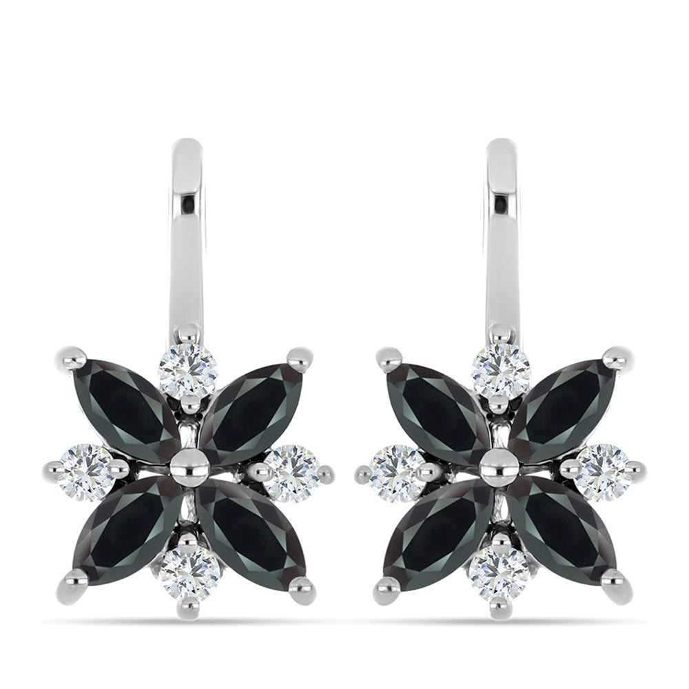 Ezüst Fülbevaló Obszidiánnal és Fehér Topázzal 1 