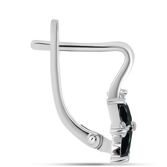 Ezüst Fülbevaló Obszidiánnal és Fehér Topázzal