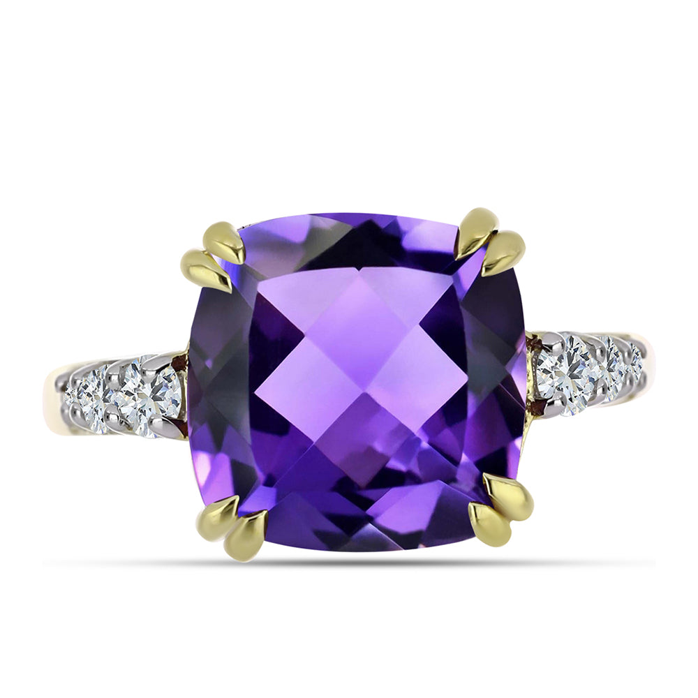 Arannyal Bevont Ezüst Gyűrű Marokkói Ametiszttel és Fehér Topázzal 1 