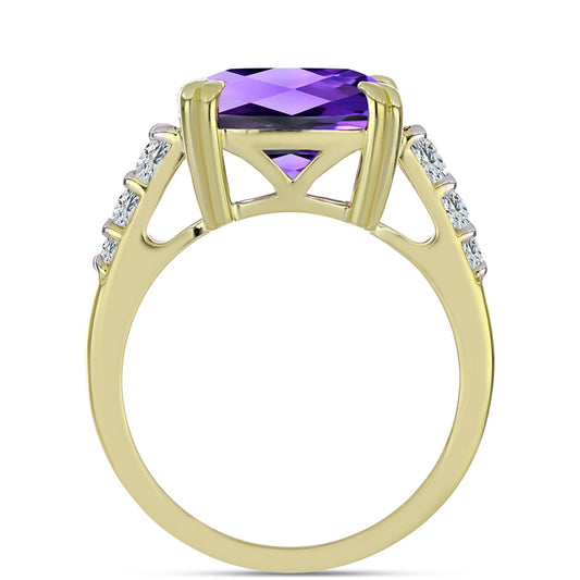 Arannyal Bevont Ezüst Gyűrű Marokkói Ametiszttel és Fehér Topázzal