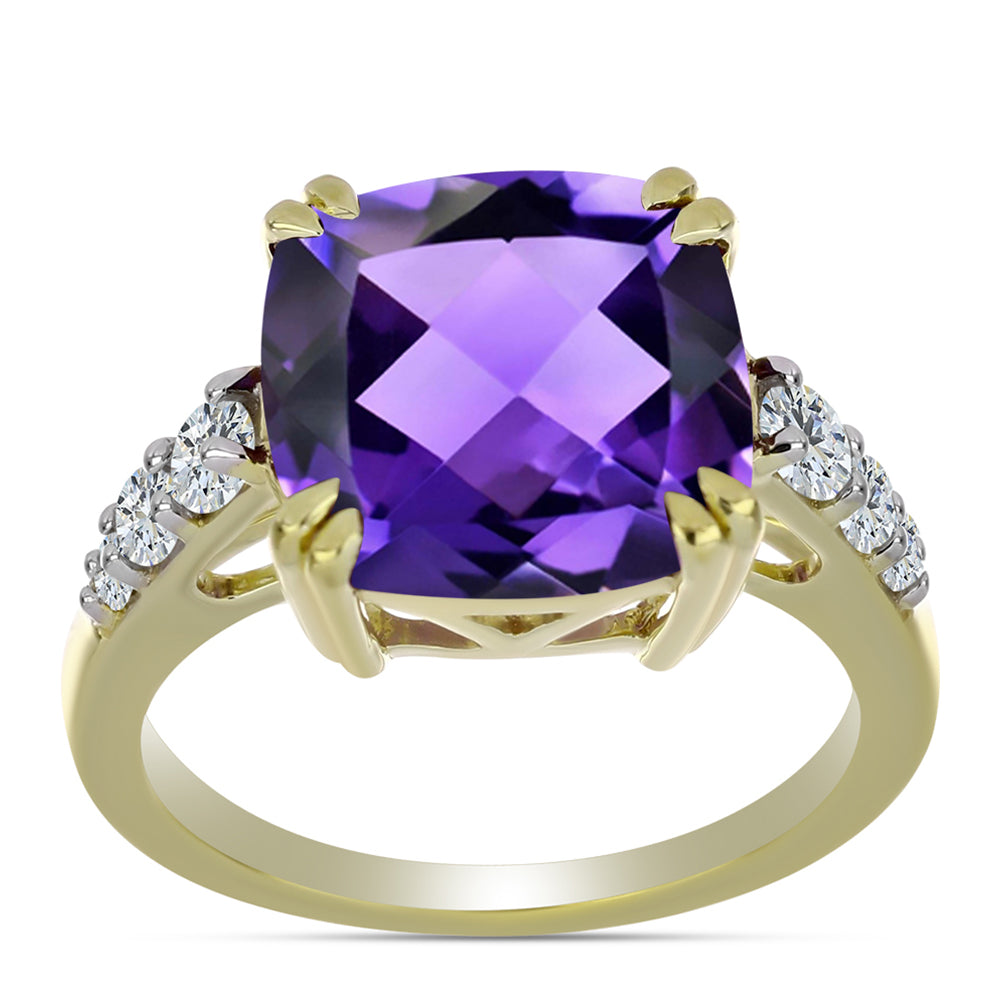 Arannyal Bevont Ezüst Gyűrű Marokkói Ametiszttel és Fehér Topázzal 3 