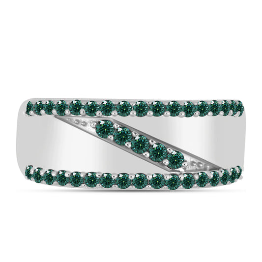 Ezüst Gyűrű Zöldes Tengerkék Moissanite-tal