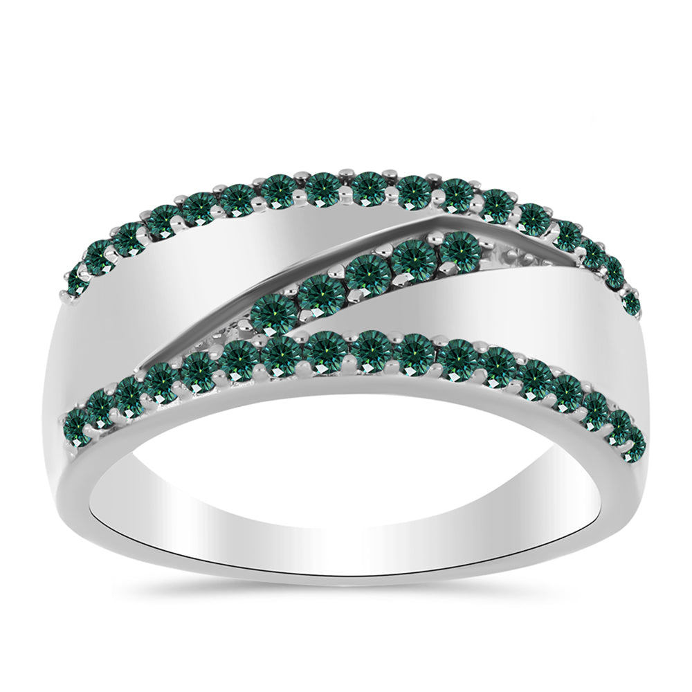 Ezüst Gyűrű Zöldes Tengerkék Moissanite-tal 3 