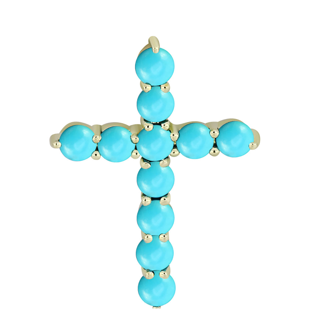 Kereszt Arannyal Bevont Ezüst Medál Csipkerózsika Türkizzel