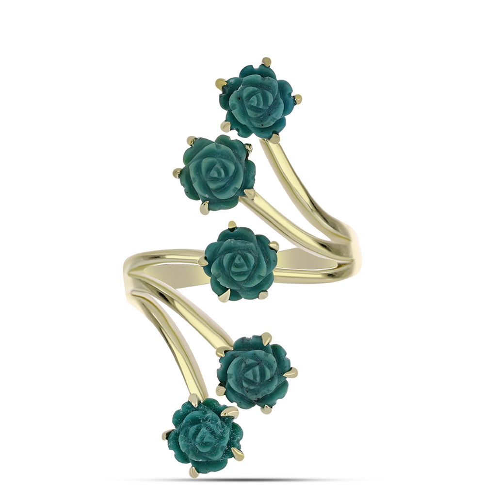 Arannyal Bevont Ezüst Gyűrű Csipkerózsika Türkizzel 1 