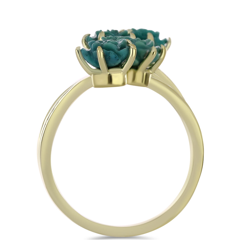 Arannyal Bevont Ezüst Gyűrű Csipkerózsika Türkizzel 2 