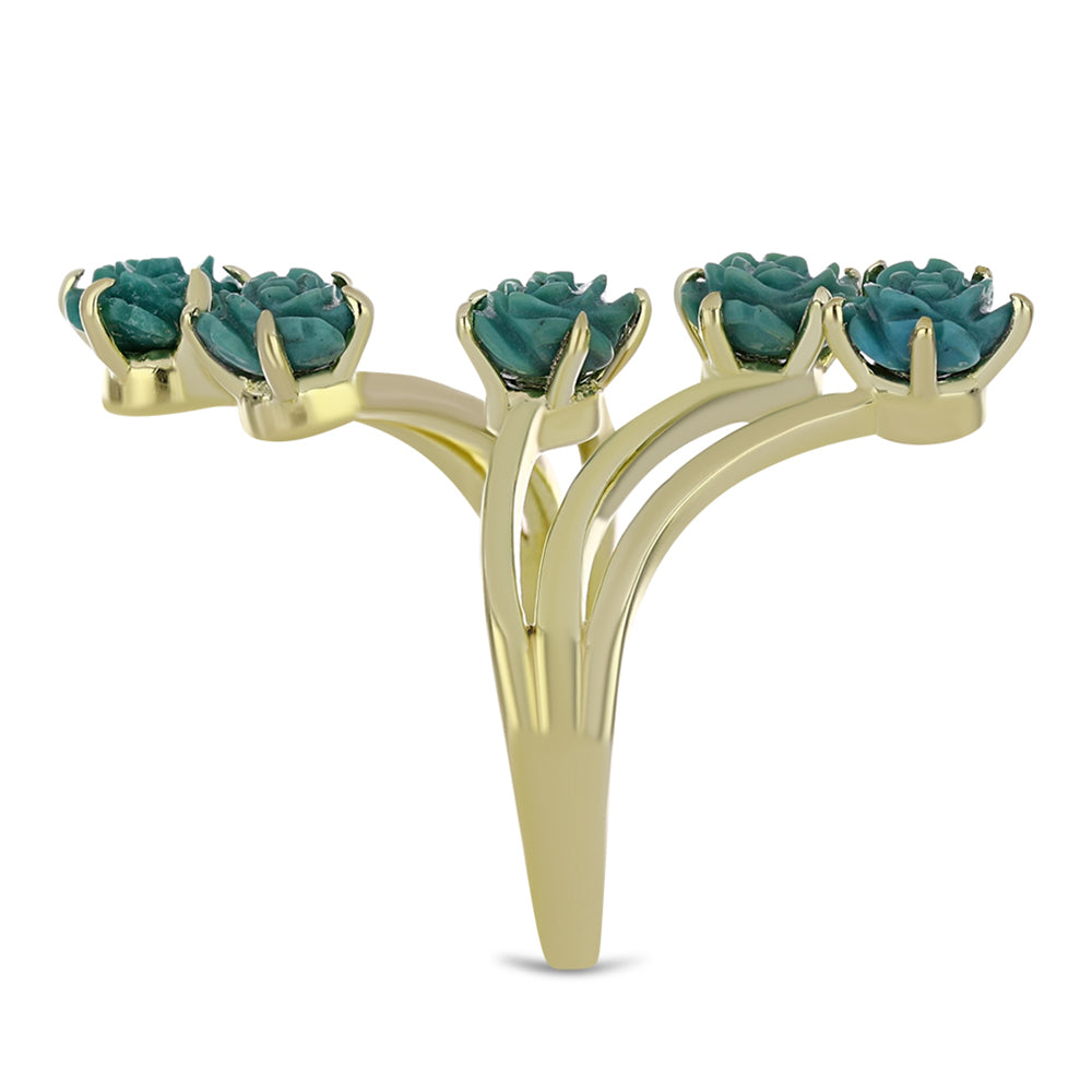 Arannyal Bevont Ezüst Gyűrű Csipkerózsika Türkizzel