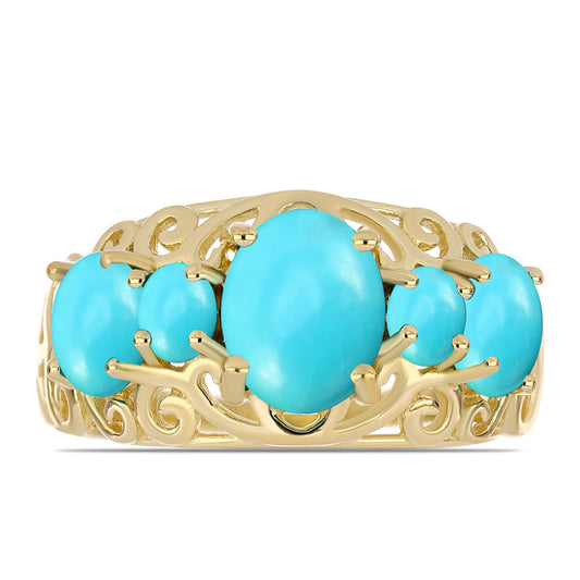 Arannyal Bevont Ezüst Gyűrű Csipkerózsika Türkizzel