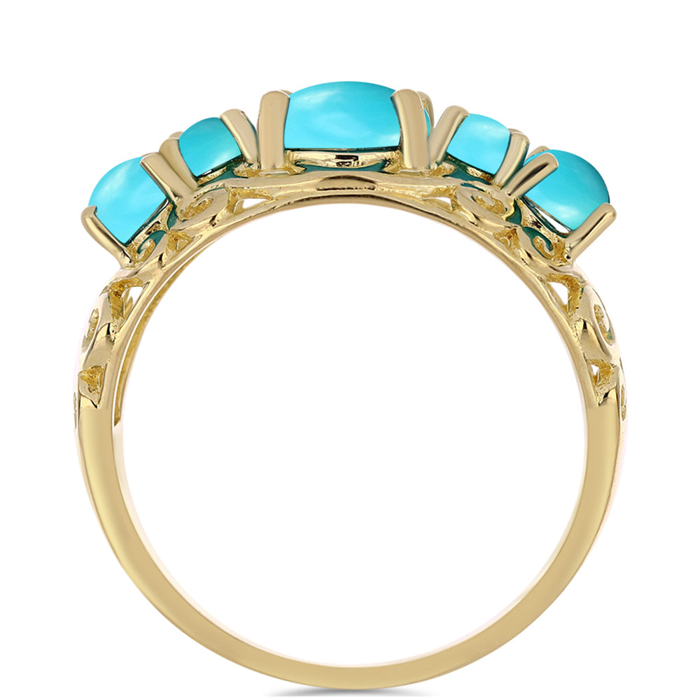 Arannyal Bevont Ezüst Gyűrű Csipkerózsika Türkizzel