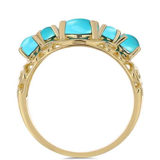 Arannyal Bevont Ezüst Gyűrű Csipkerózsika Türkizzel