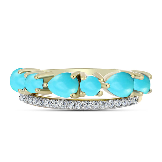 Arannyal Bevont Ezüst Gyűrű Csipkerózsika Türkizzel és Fehér Topázzal