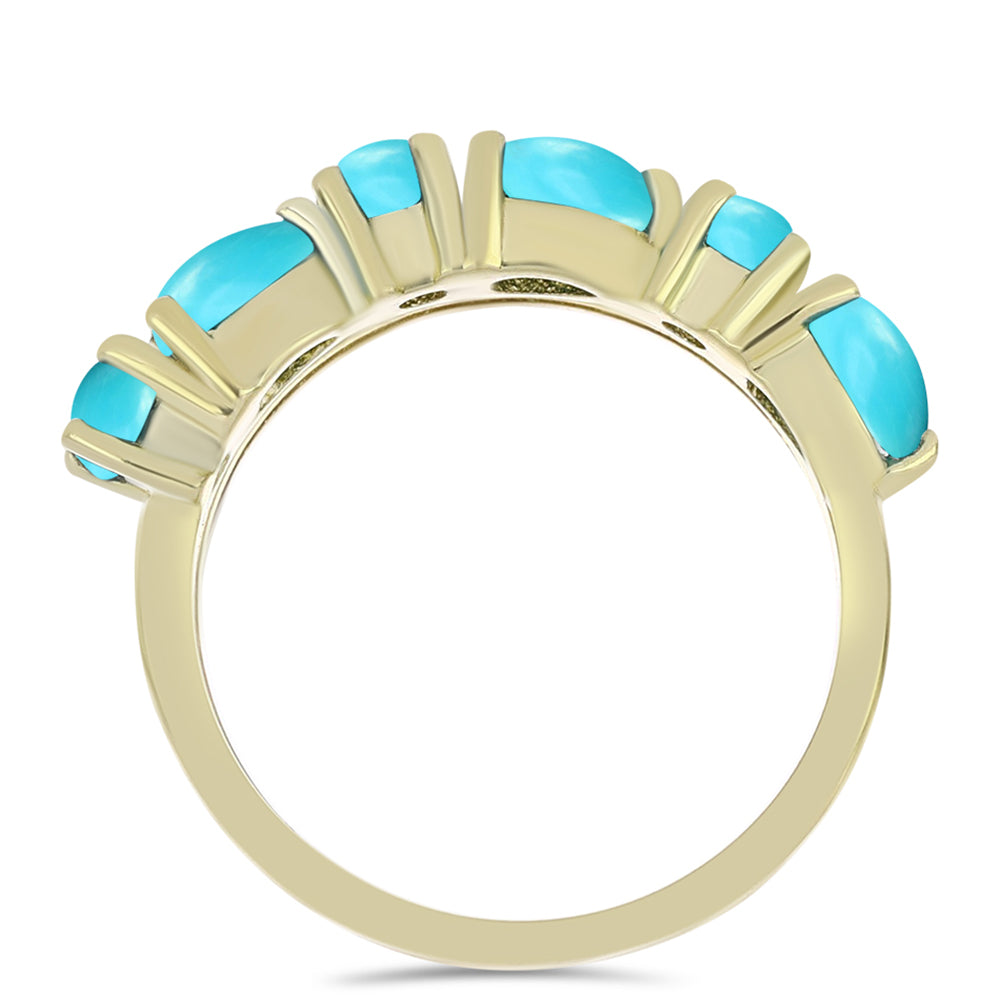 Arannyal Bevont Ezüst Gyűrű Csipkerózsika Türkizzel és Fehér Topázzal 2 