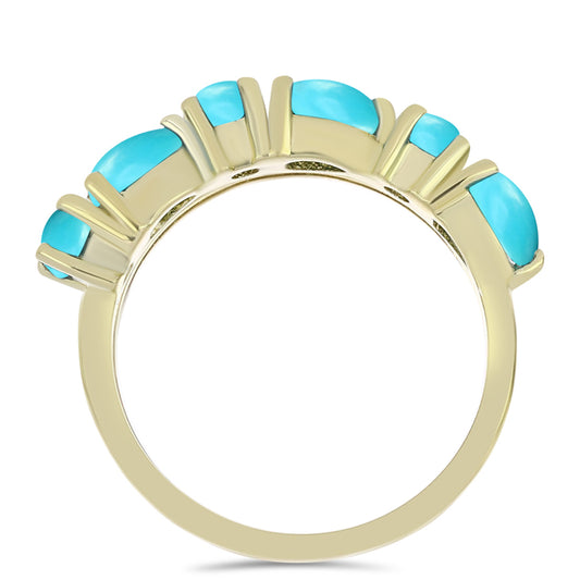 Arannyal Bevont Ezüst Gyűrű Csipkerózsika Türkizzel és Fehér Topázzal